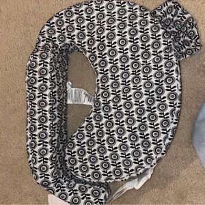 Gray and White Floral Pattern Nursing Pillow - Kids Other